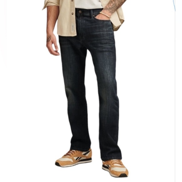 Lucky Brand Premium Denim 363 Straight Leg Deep Blue Distressed Jeans 38 x 32 - Picture 1 of 11